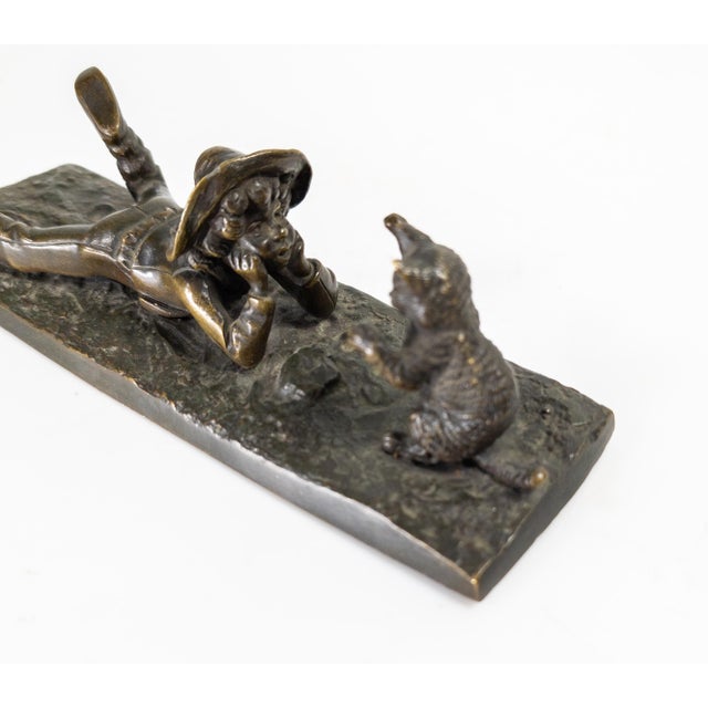 19th Century French Bronze of a Boy Fascinated by a Cat, Signed Durand For Sale In New York - Image 6 of 11