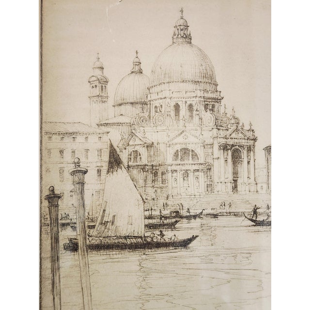 Antique Venice Basilica Di Santa Maria Della Salute Etching by Andre Smith 1913 For Sale - Image 4 of 11