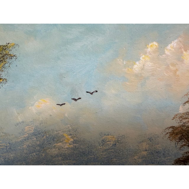 Vintage European Coastal Village Oil Painting Signed Dated 1961 Framed Landscape For Sale - Image 4 of 13