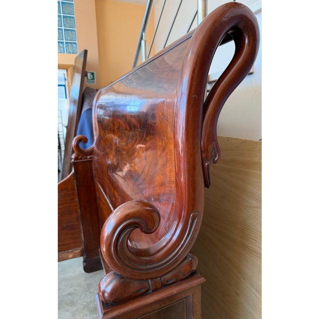19th Century Italian Carved Inlaid Mahogany Burl Full Bed For Sale - Image 12 of 18