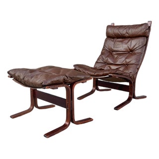 1960s Danish Modern "Siesta" Lounge Chair and Ottoman Attributed to Westnofa For Sale