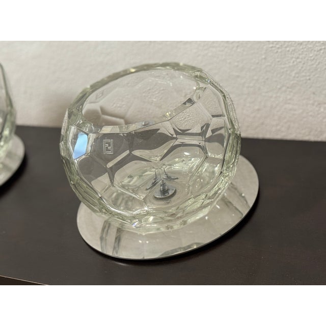 Glass Fendi Casa Crystal Glass Vases – Designer Home Decor – Set of 2 For Sale - Image 7 of 8
