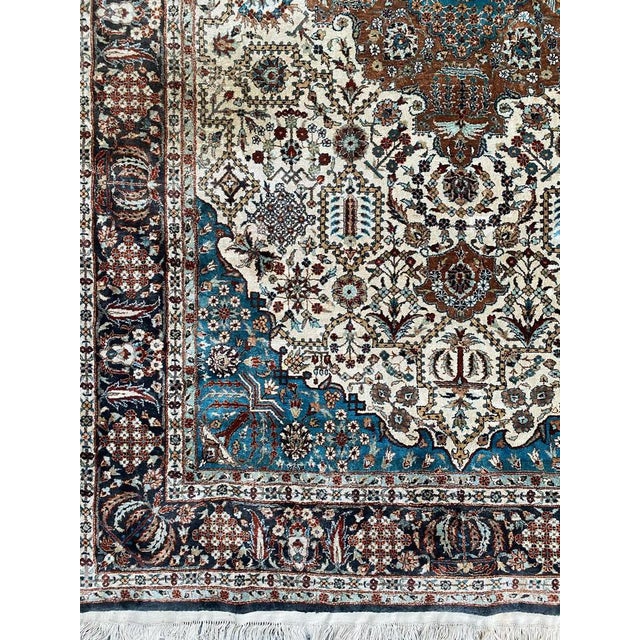 Vintage Indian Fine Silk Rug, 1990s For Sale - Image 3 of 18