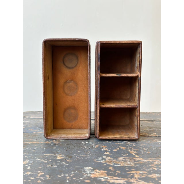 Vintage French Monogrammed Cut Glass + Silver Perfume / Liquor Bottle Travel Set in Leather Case, Circa 1920s For Sale - Image 11 of 12