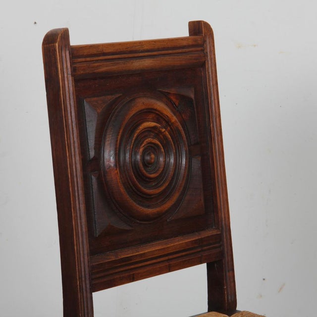 Wood French Straw-Seated Chairs in Wood, 1940, Set of 2 For Sale - Image 7 of 9