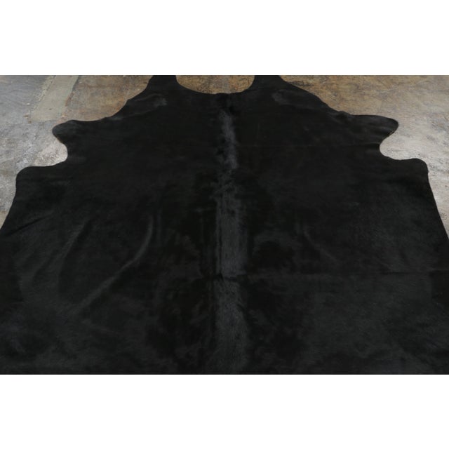 Contemporary Rug & Kilim’s Contemporary Cowhide Solid Rug in Deep Black For Sale - Image 3 of 9