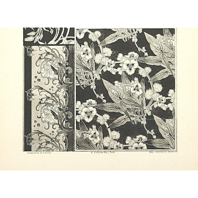 Art Nouveau 1900 Antique French Art Nouveau Floral Design Lithograph For Sale - Image 3 of 4