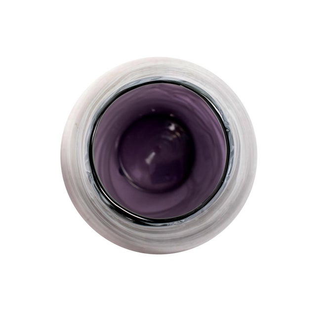 Modern Swirled Smoke and Aubergine Torpedo Glass Vase- Tall For Sale - Image 3 of 10