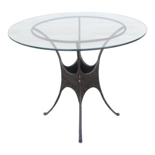Late 20th Century Glass Top Industrial French Style Garden Table For Sale