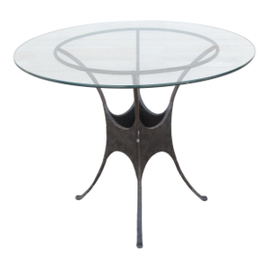 Late 20th Century Glass Top Industrial French Style Garden Table