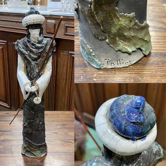 Tuareg in Glazed Terracotta and Ceramic by Jollier, 1950s, in Good conditions. Designed 1950 to 1959