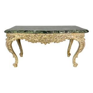 French Carved Louis XV Style Console With Marble Top For Sale