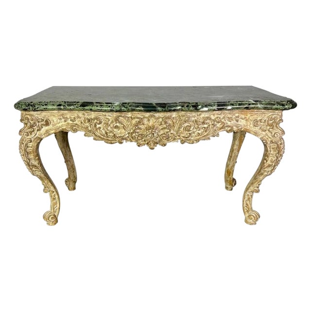French Carved Louis XV Style Console With Marble Top For Sale