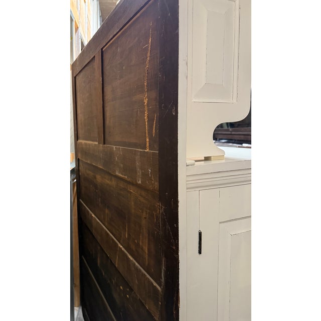 1920s Antique Oak Dental Cabinet With Cream Paint For Sale - Image 4 of 9