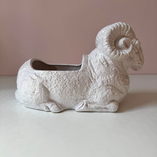 Italian Vintage Italian Ceramic Ram Planter For Sale - Image 3 of 10