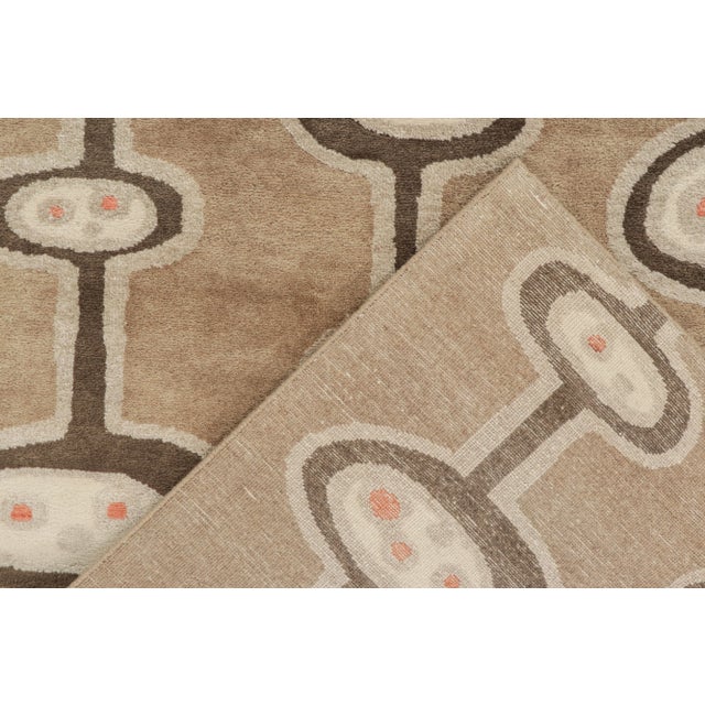 Textile 2010s Rug & Kilim’s Mid-Century Modern Style Rug in Brown and Silver Geometric Pattern For Sale - Image 7 of 8