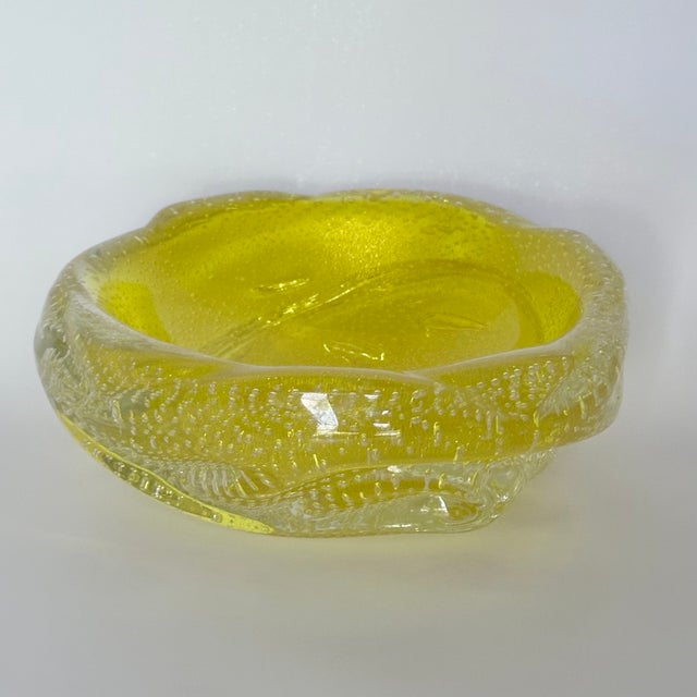 Italian Bright Yellow Seguso Glass Bowl For Sale - Image 3 of 6
