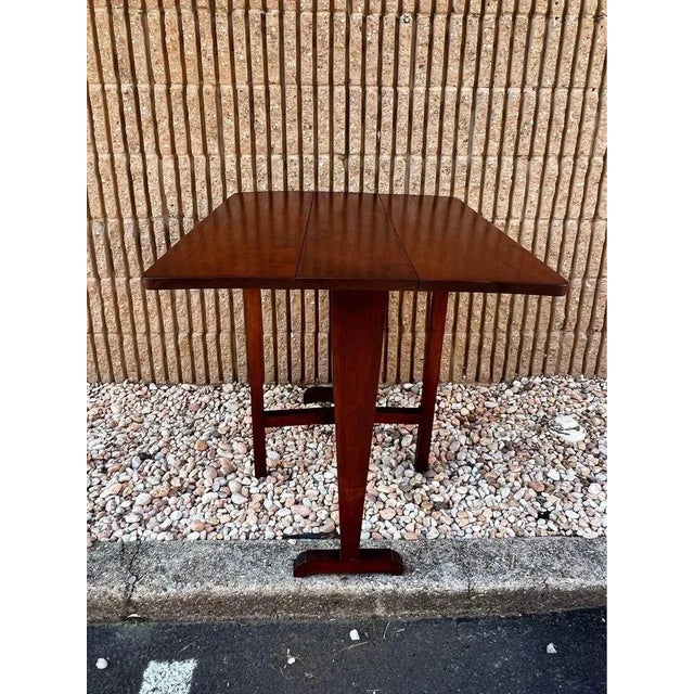 Vintage Art & Craft Style Solid Cherry Gate Leg Drop Leaf Table. For Sale - Image 4 of 11