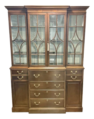 1970s Federal Style Henredon Breakfront China Cabinet
