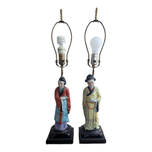Vintage Chinoiserie Table Lamps - Set of 2