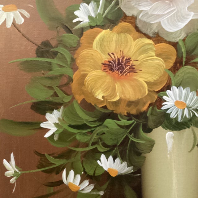 Mid 20th Painting on Canvas Flower Bouquet Still Life Framed Signed by Artist For Sale - Image 9 of 12