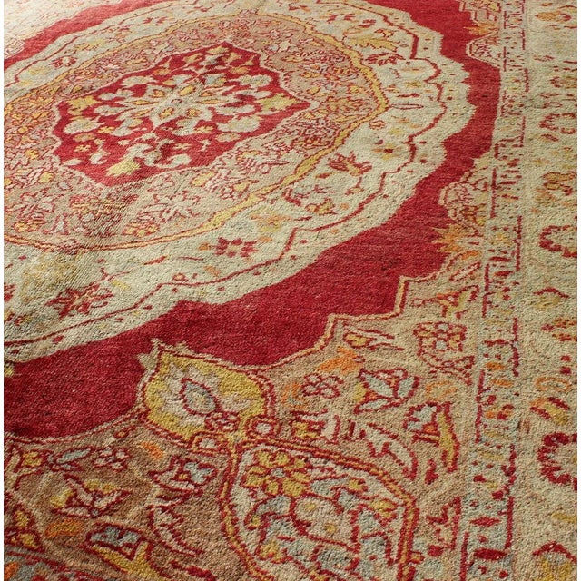 Early 19th Century Ornate Rich Red and Cream Antique Turkish Ladik Rug With Floral Medallion 4'7 X 6'5 For Sale - Image 5 of 7