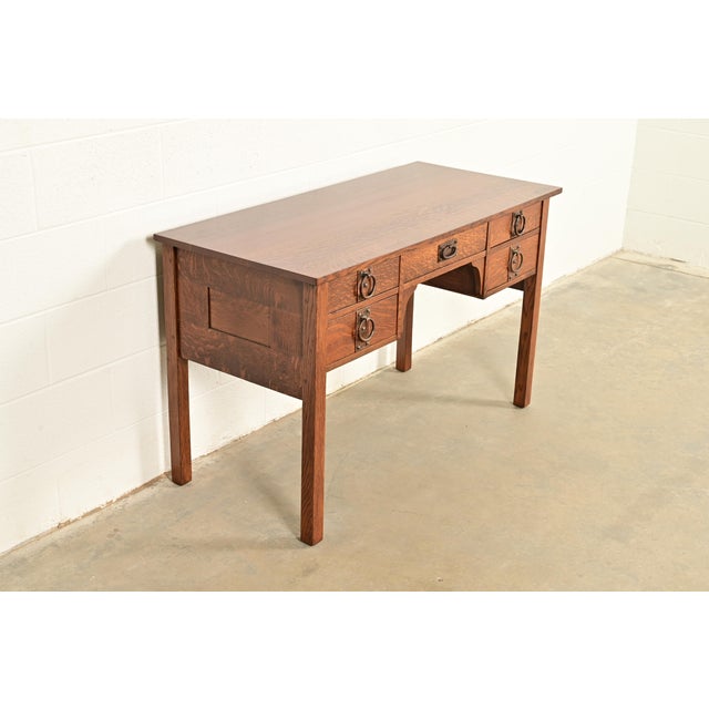 Stickley Gustav Stickley Antique Mission Oak Arts & Crafts Writing Desk, Newly Refinished For Sale - Image 4 of 15