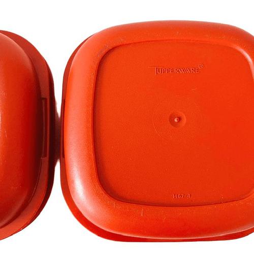 Vintage Orange Rust-Brown Food Storage Containers from Tupperware, 1970s, Set of 6 For Sale - Image 9 of 11