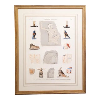 Circa 1810 Hand-Colored Engraving of Artifacts From Thebes For Sale