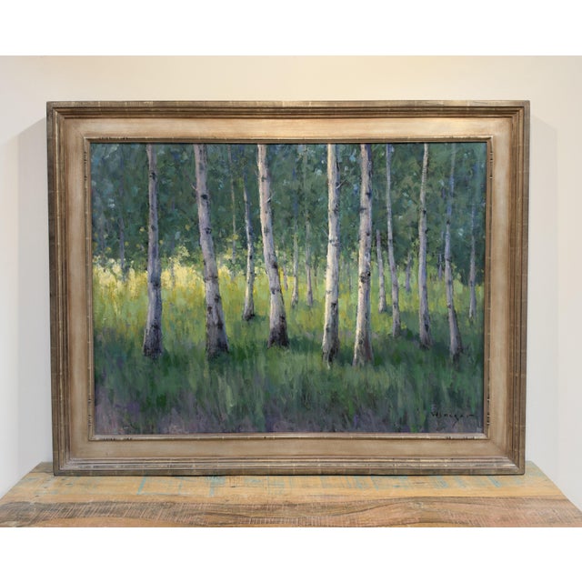 2020s Greens of Summer (The Assembly) by Seth Winegar | Oil on Panel Aspen Grove For Sale - Image 5 of 11