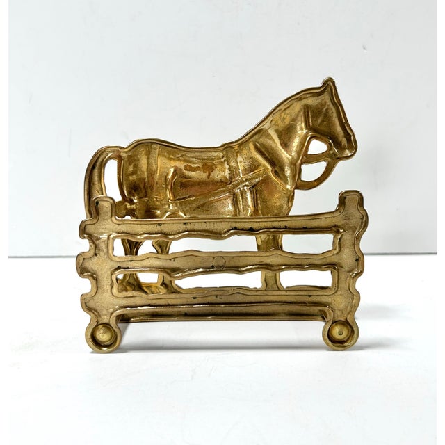 Vintage Brass Horse Letter Holder Mail Rack Equestrian Desk Decor Perseverantia Omnia Vincit For Sale In Louisville - Image 6 of 9