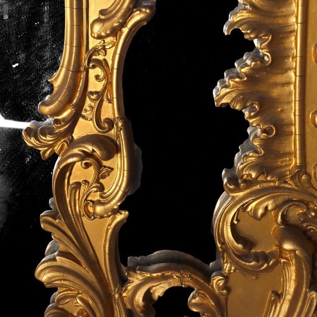 Monumental French Louis XIV Giltwood Scroll & Foliate Form Mantle Mirror C1890 For Sale - Image 9 of 10