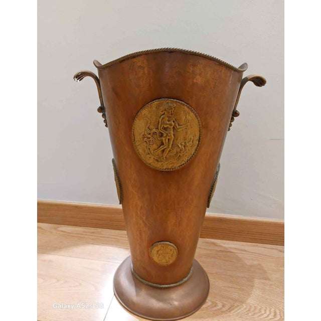 Copper Art Deco Copper and Brass Umbrella Stand, 1930s For Sale - Image 8 of 8