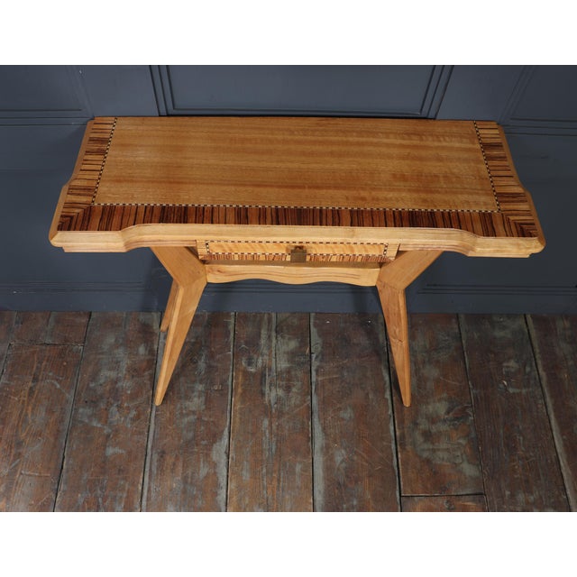 Mid-Century Italian Console Table in Chestnut and Zebrano, 1950 For Sale - Image 13 of 18