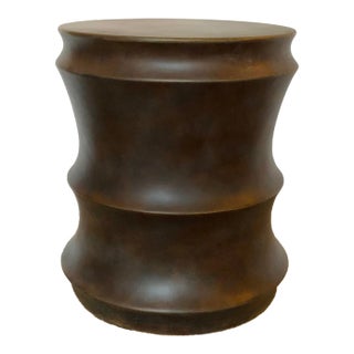 Modern Bronze Finished Concave Channeled Side Table For Sale