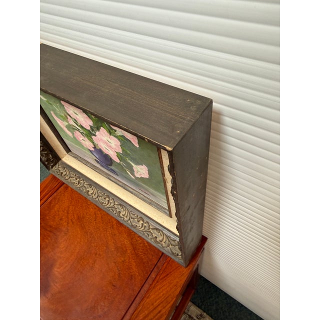 V. Eaton Pink Petunias Still Life Painting, Signed For Sale - Image 11 of 12