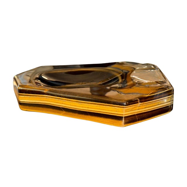 Set of Four Mid-Century Italian Carved Tiger Eye Stone Catchall Trays. For Sale In Los Angeles - Image 6 of 10