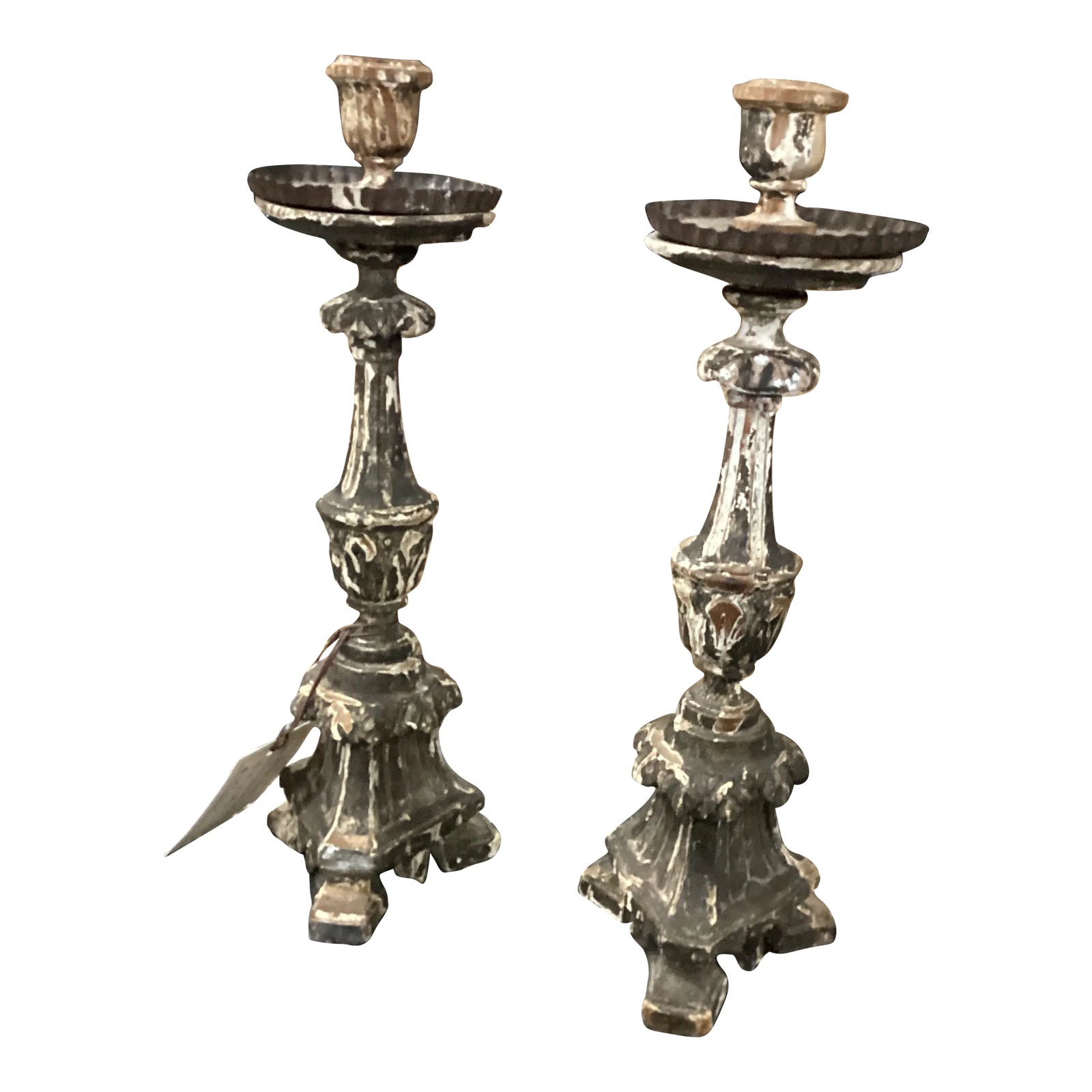 Pair of Late 19th Century Petite Italian Candlesticks | Chairish