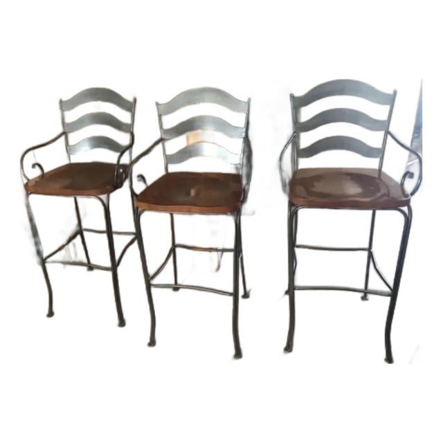 1990s Ethan Allen Tall Stools-Set of 3 For Sale