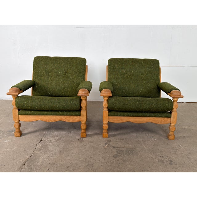 Danish Brutalist Oak Lounge Chairs from Henning Kjærnulf, 1960s, Set of 2 For Sale - Image 11 of 11