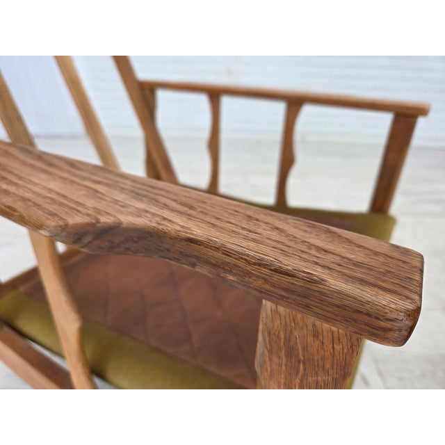 1970s Vintage Danish Lounge Chair in Furniture Wool and Oak, 1970s For Sale - Image 5 of 18