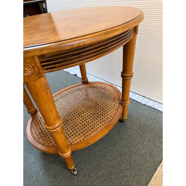 Wood Ethan Allen British Classics Freeport Oval Side Table on Casters For Sale - Image 7 of 12