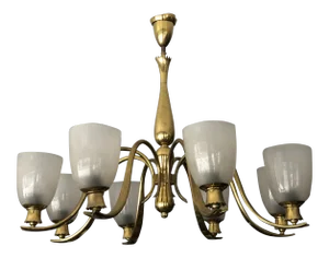 1940s Italian Osvaldo Borsani Brass Chandelier
