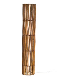 Mid-Century Rattan Floor Lamp in the style of Louis Sognot, 1960s For Sale