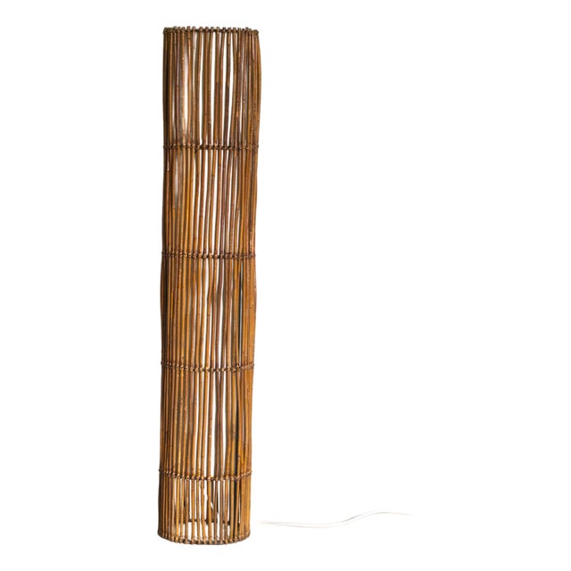 Mid-Century Rattan Floor Lamp in the style of Louis Sognot, 1960s For Sale