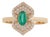19th Revival Style Emerald Art Deco Ring With Cluster Diamonds Size 4 in 14k Gold For Sale