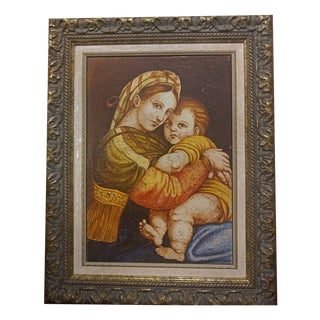 J. Gassent, Virgin of the Chair by Raphael Sanzio, 1980s, Ceramic & Wood For Sale