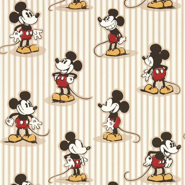 Sanderson Mickey Stripe Wallpaper in Peanut For Sale