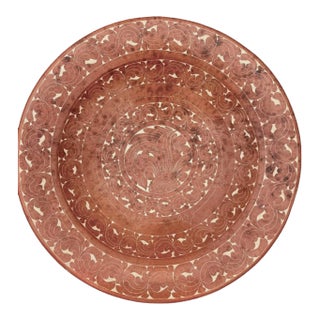 Monumental Sasak Burnished Terracotta Bowl, Lombok – Hand-Incised Scrollwork, Late 20th Century For Sale