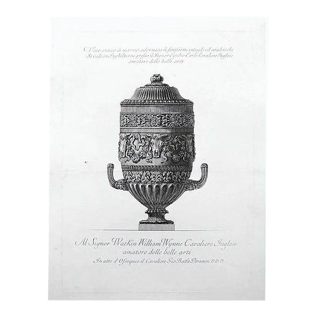 Vaso antico di marmo adornato di finissimi intagli ed arabeschi - Etching 1778 1778 For Sale